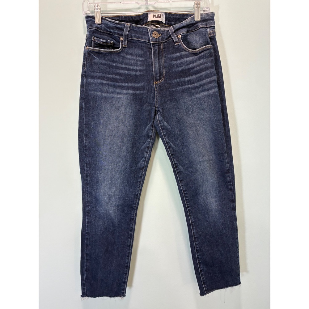 PAIGE Verdugo Ankle Skinny Jeans Dark Wash Raw Hem Size 30